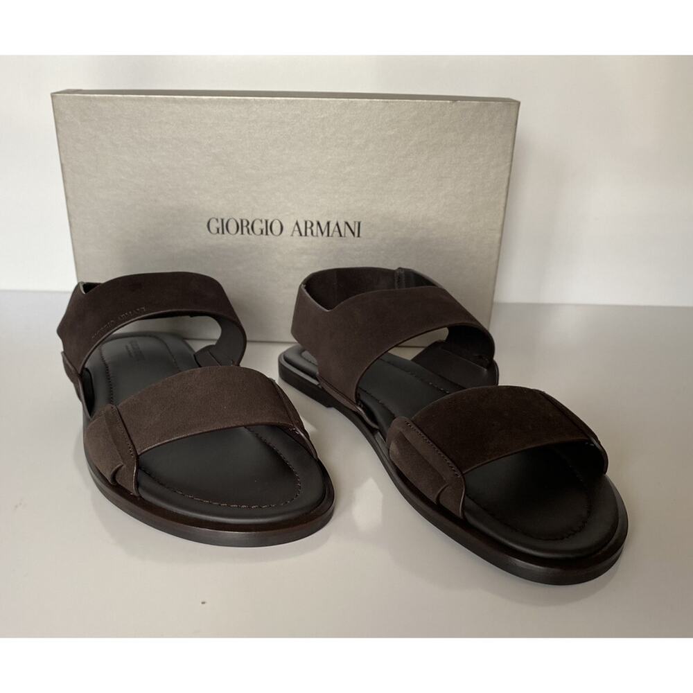NIB $625 Giorgio Armani Brown Suede/Leather Ankle Strap Sandals 9 US X2P064 IT